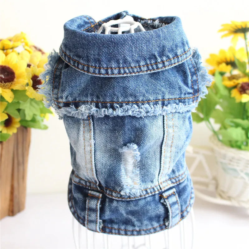 Fashion Cat Denim Vest Puppy Jacket Casual Jeans Coat Outfits Spring Autumn Cat Clothes For Kitten Small Medium Cats Pet Apparel