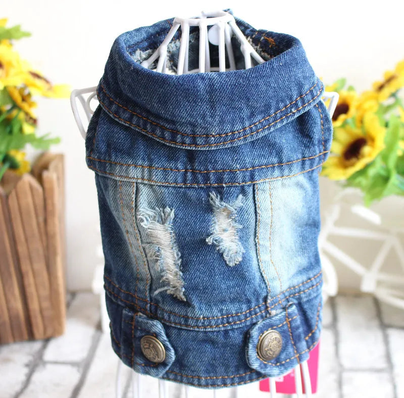 Fashion Cat Denim Vest Puppy Jacket Casual Jeans Coat Outfits Spring Autumn Cat Clothes For Kitten Small Medium Cats Pet Apparel