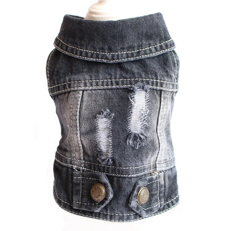 Fashion Cat Denim Vest Puppy Jacket Casual Jeans Coat Outfits Spring Autumn Cat Clothes For Kitten Small Medium Cats Pet Apparel