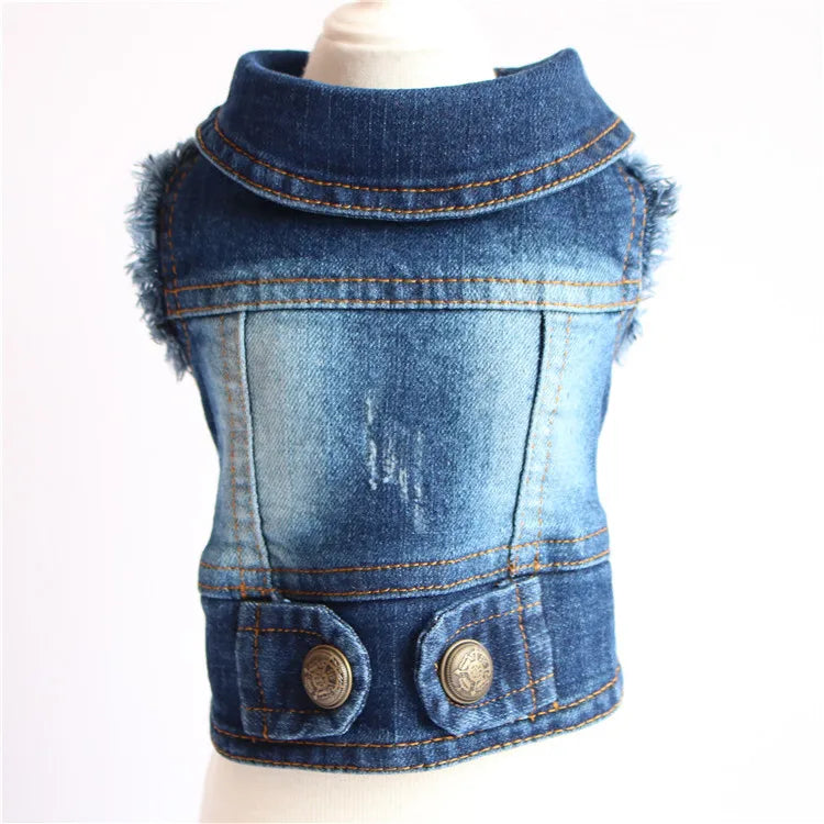 Fashion Cat Denim Vest Puppy Jacket Casual Jeans Coat Outfits Spring Autumn Cat Clothes For Kitten Small Medium Cats Pet Apparel