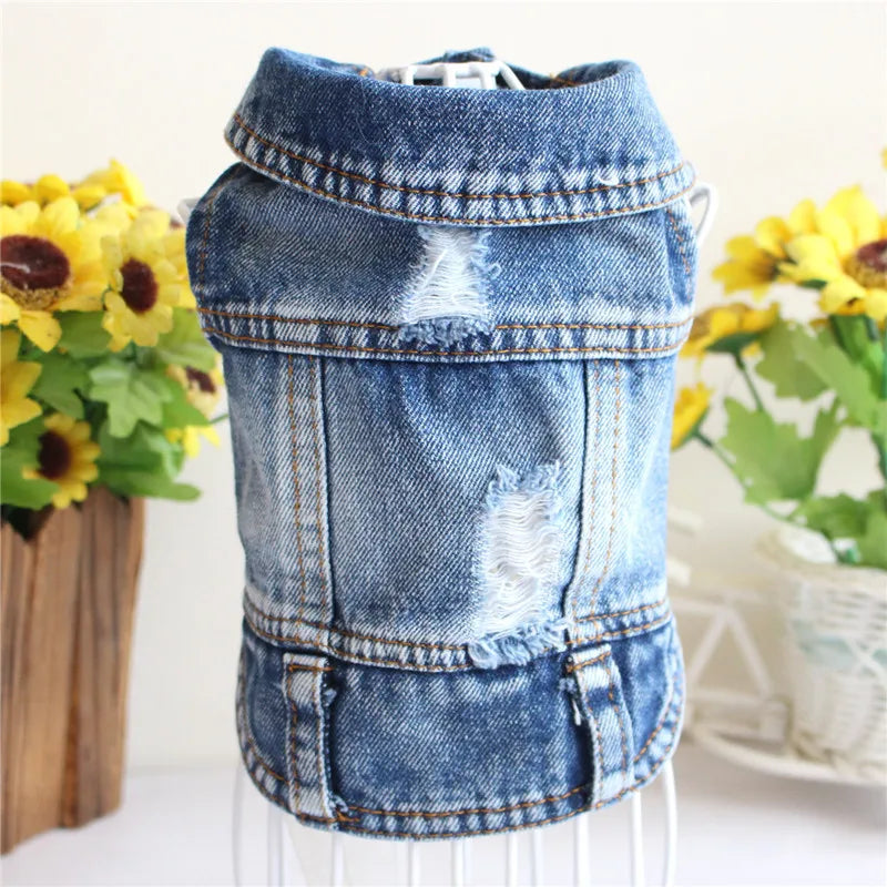 Fashion Cat Denim Vest Puppy Jacket Casual Jeans Coat Outfits Spring Autumn Cat Clothes For Kitten Small Medium Cats Pet Apparel