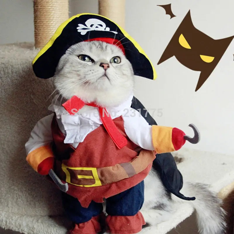 Funny Cat Clothes Pirate Suit Clothes For Cat Dog Costume Clothing Corsair Halloween Clothes Dressing Up Cat Party Costume Suit