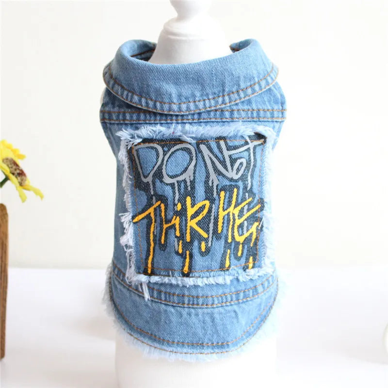 Fashion Cat Denim Vest Puppy Jacket Casual Jeans Coat Outfits Spring Autumn Cat Clothes For Kitten Small Medium Cats Pet Apparel