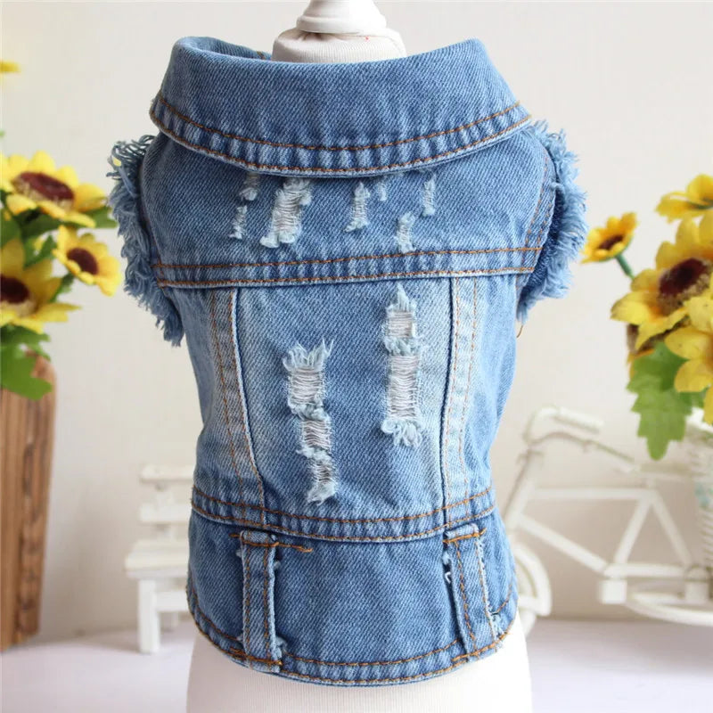 Fashion Cat Denim Vest Puppy Jacket Casual Jeans Coat Outfits Spring Autumn Cat Clothes For Kitten Small Medium Cats Pet Apparel