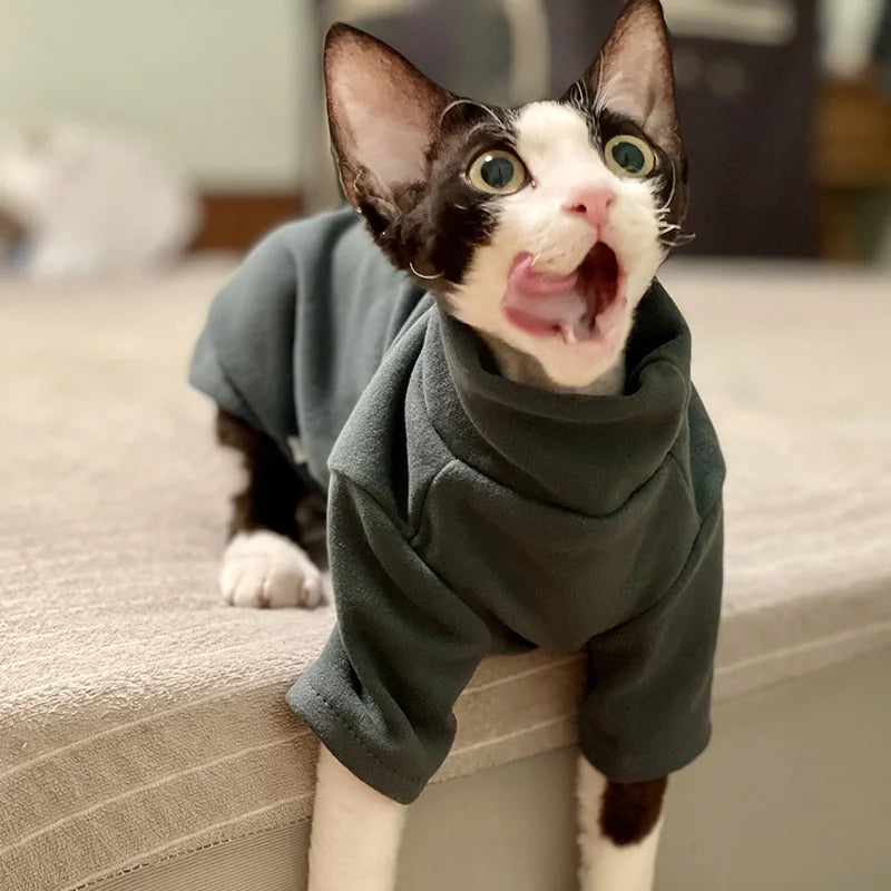 DUOMASUMI Sphynx Cat Clothes Baby Soft Cotton Fall Winter Kitten Clothes for Cornish Devon Cat Costume Hairless Cat Clothes