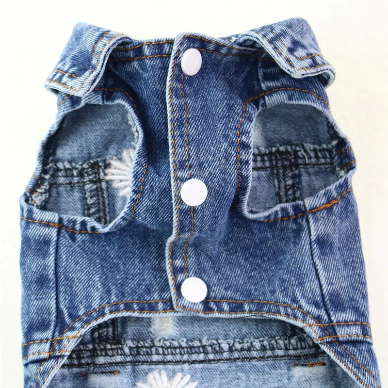 Fashion Cat Denim Vest Puppy Jacket Casual Jeans Coat Outfits Spring Autumn Cat Clothes For Kitten Small Medium Cats Pet Apparel