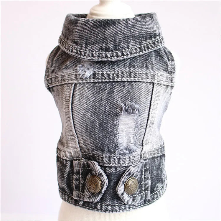 Fashion Cat Denim Vest Puppy Jacket Casual Jeans Coat Outfits Spring Autumn Cat Clothes For Kitten Small Medium Cats Pet Apparel