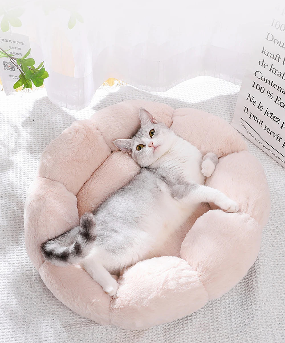 Flower Soft Cat Bed Sleeping Cat Mat Winter Warm Dog Bed for Small Dog Cushion Breathable Cat Cushion Thicken Dog House Pet Bed