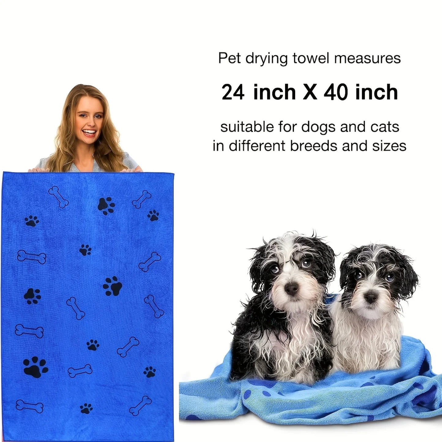 1pc Quick-Drying Microfiber Dog Towel Absorbent Pet Bath Product Fiber Quick-drying Bath Towel Car Wiping Cloth Pet Supplies