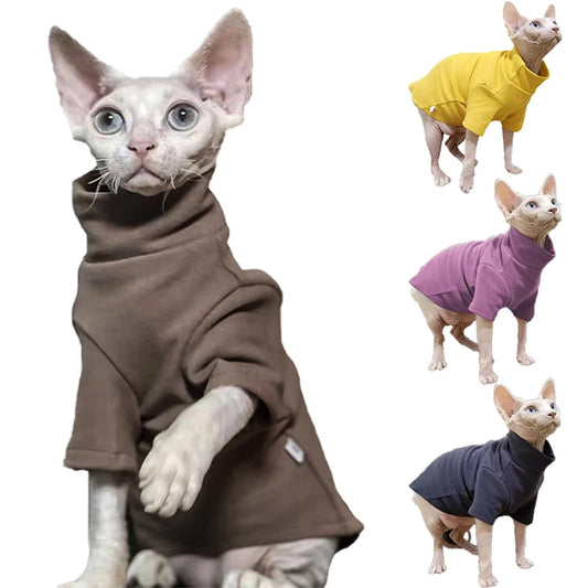 Sphynx Cat Clothes Winter Thick Pet Clothes for Small Dogs Cats Pullover Shirt Soft Warm Hairless Cat Pajamas Dachshund Clothing