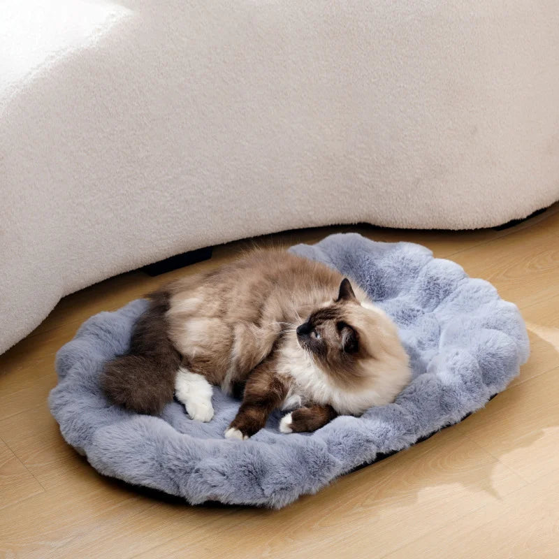 Plush Pet Nests Winter Cat Nests Dog Nests Warm Thick Pet Mat Detachable Washable Oval Cat Bed Pet Beds Seasonal Decorations