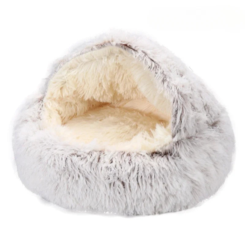 Winter Plush Pet Cat Bed Round Cat Cushion Cat House 2 in 1 Warm Cats Basket Pet Sleep Bag Kitten Nest Kennel for Small Dog Cats