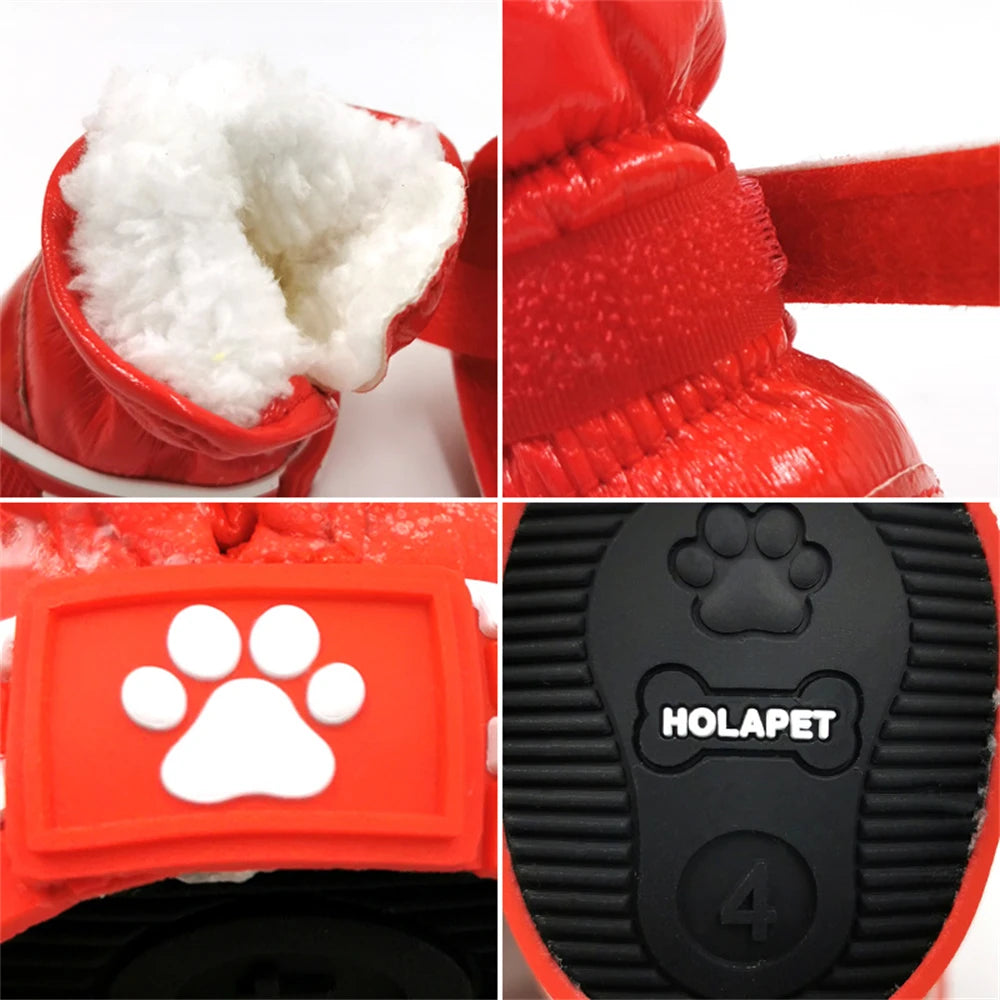 4Pcs/Set Pet Dog Shoes Winter Dog Snow Boots Warm Fleece Puppy Pet Cat Waterproof Rain Shoes Chihuahua Yorkie Shoe Accessories