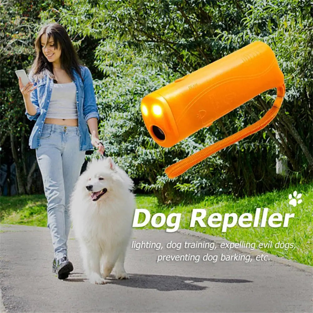 Pet Dog Repeller Anti Barking Device Ultrasonic Dog Repeller Stop Bark Control Training Supplies With LED Flashlight