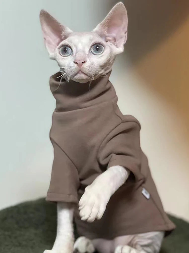 Sphynx Cat Clothes Winter Thick Pet Clothes for Small Dogs Cats Pullover Shirt Soft Warm Hairless Cat Pajamas Dachshund Clothing