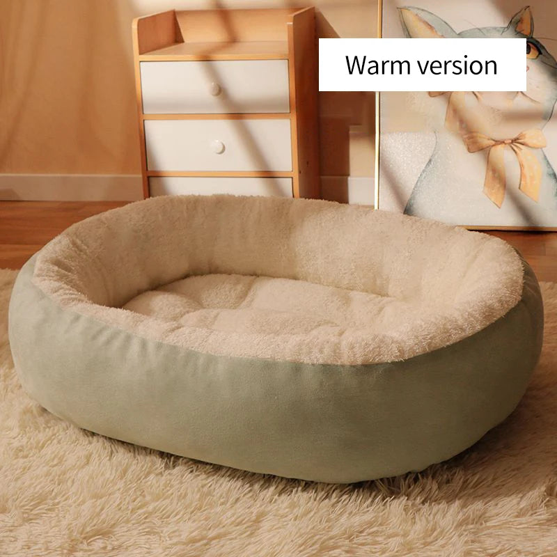 Plush Pet Nest Winter Cat Dog Bed Thickened  Plush Anti Slip Pet Mat Detachable Washable Circular Cat Pet Bed Large Dog Bed Mat