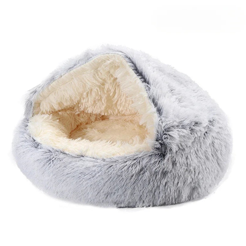 Winter Plush Pet Cat Bed Round Cat Cushion Cat House 2 in 1 Warm Cats Basket Pet Sleep Bag Kitten Nest Kennel for Small Dog Cats