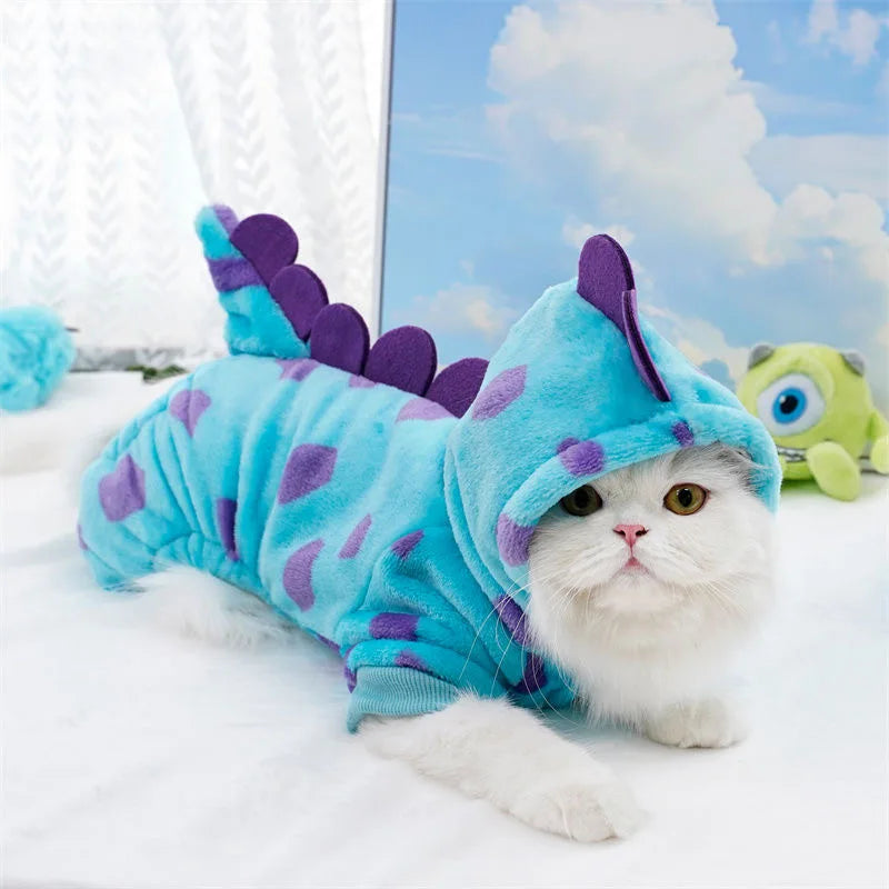 Plush Cat Puppy Costume Autumn Winter Pet Jumpsuits for Small Dogs Cats Kitten Cosplay Clothes Dinosaur Pajamas ropa para gatos