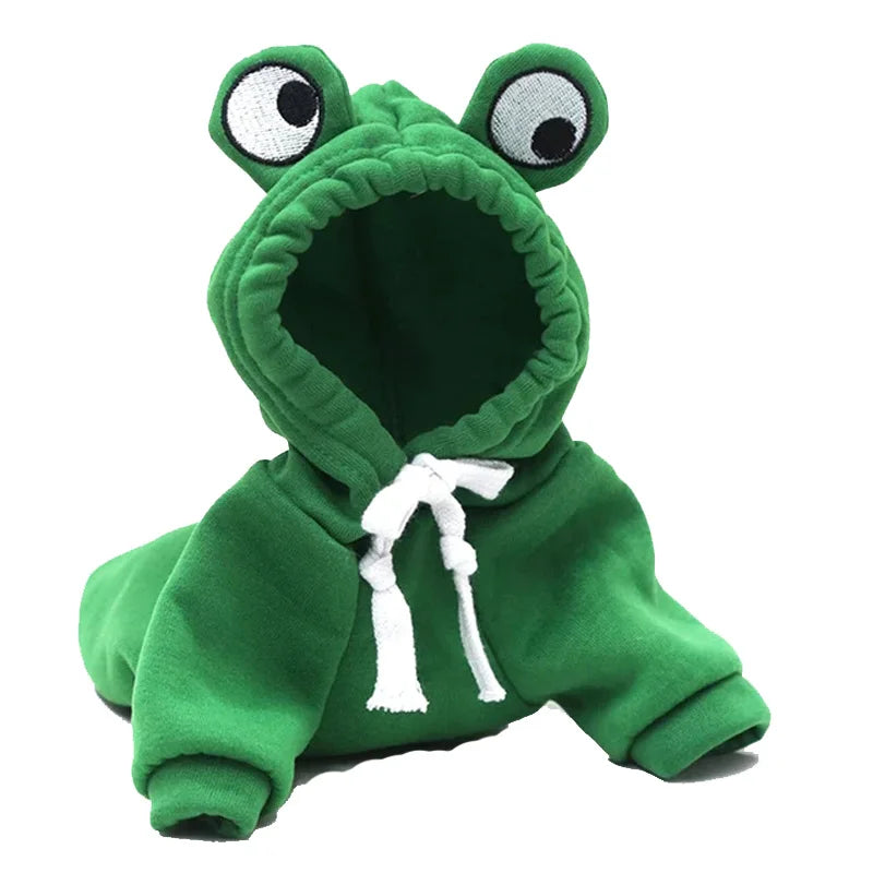 Cute Pets Hoodies Frog Shaped Cats Plush Coat Funny Cosplay Costume Pet Cat Clothes Dog Hooded Sweatshirt