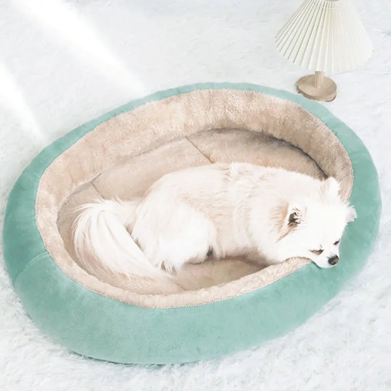 Plush Pet Nest Winter Cat Dog Bed Thickened  Plush Anti Slip Pet Mat Detachable Washable Circular Cat Pet Bed Large Dog Bed Mat