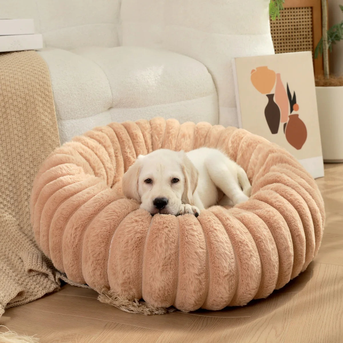 New Pet Nest Long Hair Round Cat Nest Winter Warm Plush Cat Mat Cat Nest