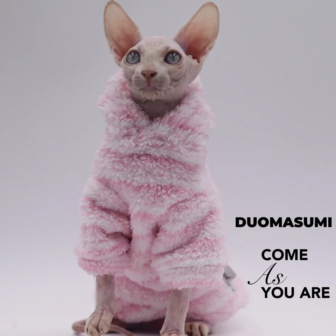 DUOMASUMI Soft Double-sided FluffY Winter Jacket Warmth Coat for cat Thickening Sphinx Sphynx Cat Clothes  Hairless Cat Outfits