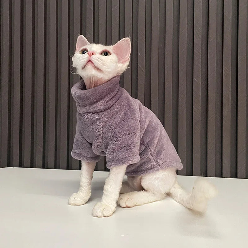 Warm Sphynx Cat Turtleneck Coat for Small Medium Dogs Clothes Jacket Kitten Costume French Bulldog Poodle Pug Outfits Sweater