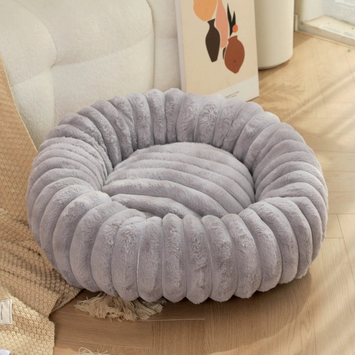 New Pet Nest Long Hair Round Cat Nest Winter Warm Plush Cat Mat Cat Nest