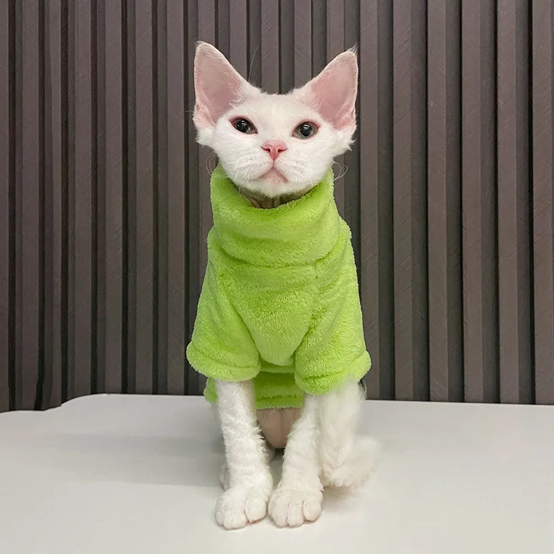 Warm Sphynx Cat Turtleneck Coat for Small Medium Dogs Clothes Jacket Kitten Costume French Bulldog Poodle Pug Outfits Sweater