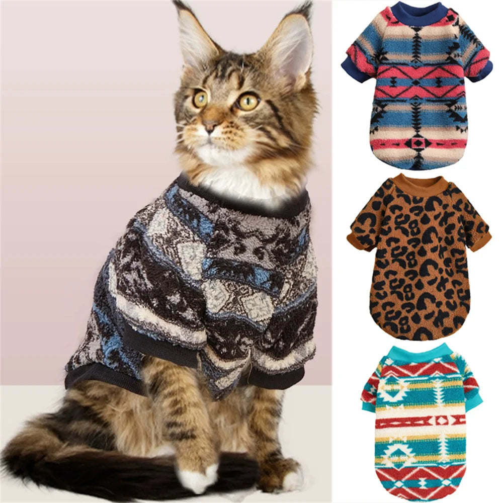 Winter Warm Sphinx Cat Clothes for Cats Gotas National Style Design Pet Hoodie Sweater Kitten Garfield Pullovers vetement chat