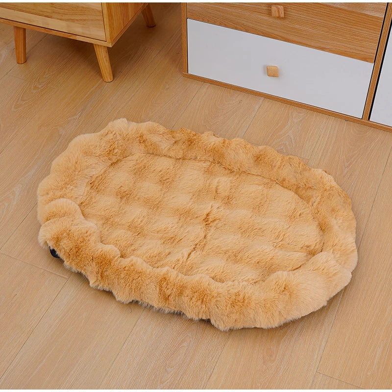 Plush Pet Nests Winter Cat Nests Dog Nests Warm Thick Pet Mat Detachable Washable Oval Cat Bed Pet Beds Seasonal Decorations