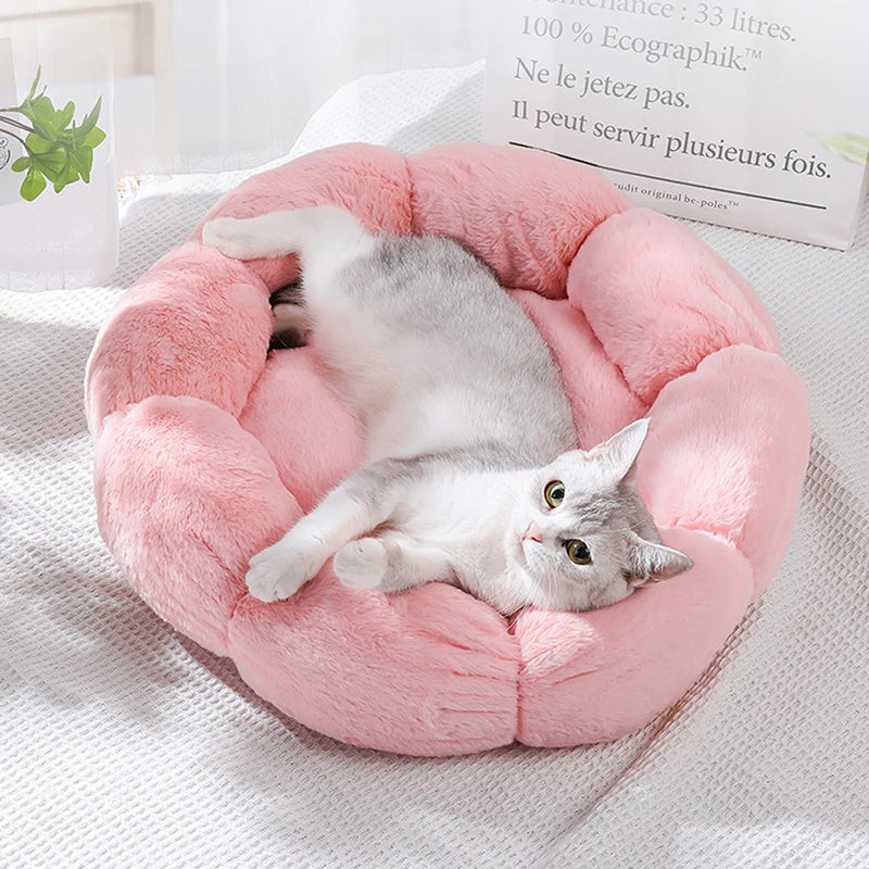 Flower Soft Cat Bed Sleeping Cat Mat Winter Warm Dog Bed for Small Dog Cushion Breathable Cat Cushion Thicken Dog House Pet Bed