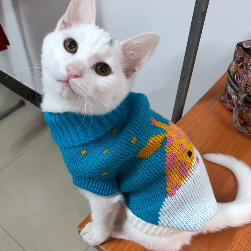 Cute Sphynx Cat Sweater Pullover Winter Warm Pet Clothes for Cats Kedi Kitten Costume Puppy Clothing Mascotas ropa para gatos