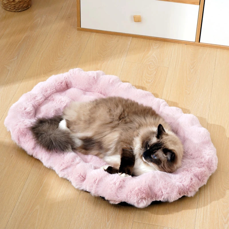 Plush Pet Nests Winter Cat Nests Dog Nests Warm Thick Pet Mat Detachable Washable Oval Cat Bed Pet Beds Seasonal Decorations