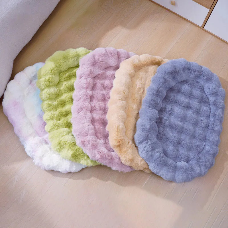 Plush Pet Nests Winter Cat Nests Dog Nests Warm Thick Pet Mat Detachable Washable Oval Cat Bed Pet Beds Seasonal Decorations