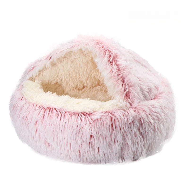 Winter Plush Pet Cat Bed Round Cat Cushion Cat House 2 in 1 Warm Cats Basket Pet Sleep Bag Kitten Nest Kennel for Small Dog Cats