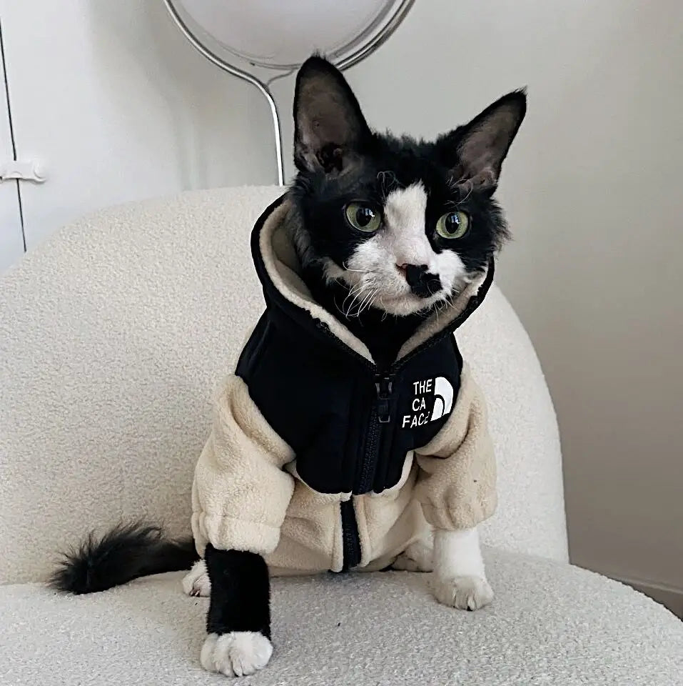 Luxury Winter Undershirt for Sphynx Cat Reflective Pet Clothes Reflective Pet Clothes Cat Jacket Devon Rex Sweatshirt in Autumn