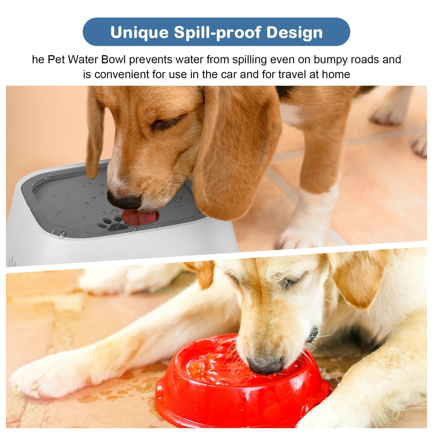 Pet Water Bowl Anti Spill Automatic Dog Bowl Vehicle Carried Floating Bowl Slow Wate