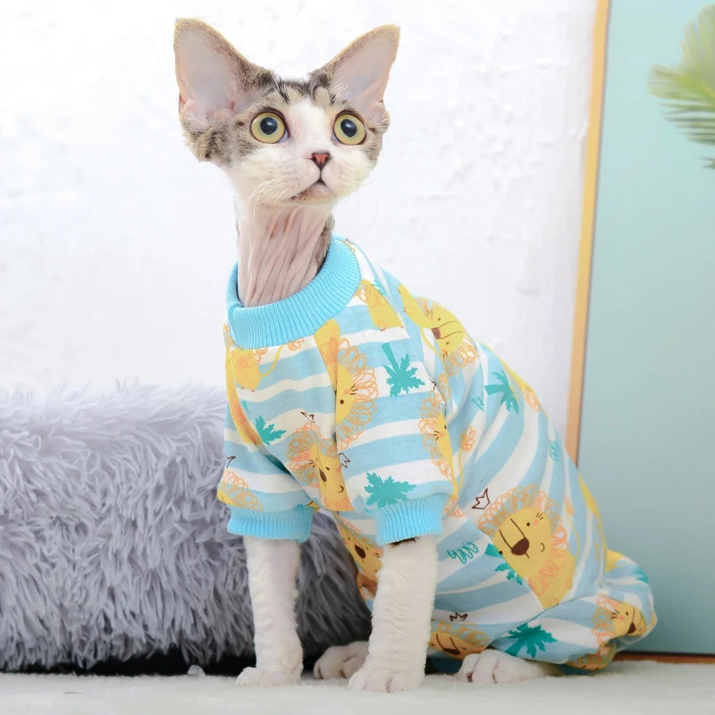 Sphynx Cat Clothes Cute Cotton Kitten Cat Jumpsuit Warm Cats Overalls Hoodies Costumes For Sphinx Devon Cat ropa para gato