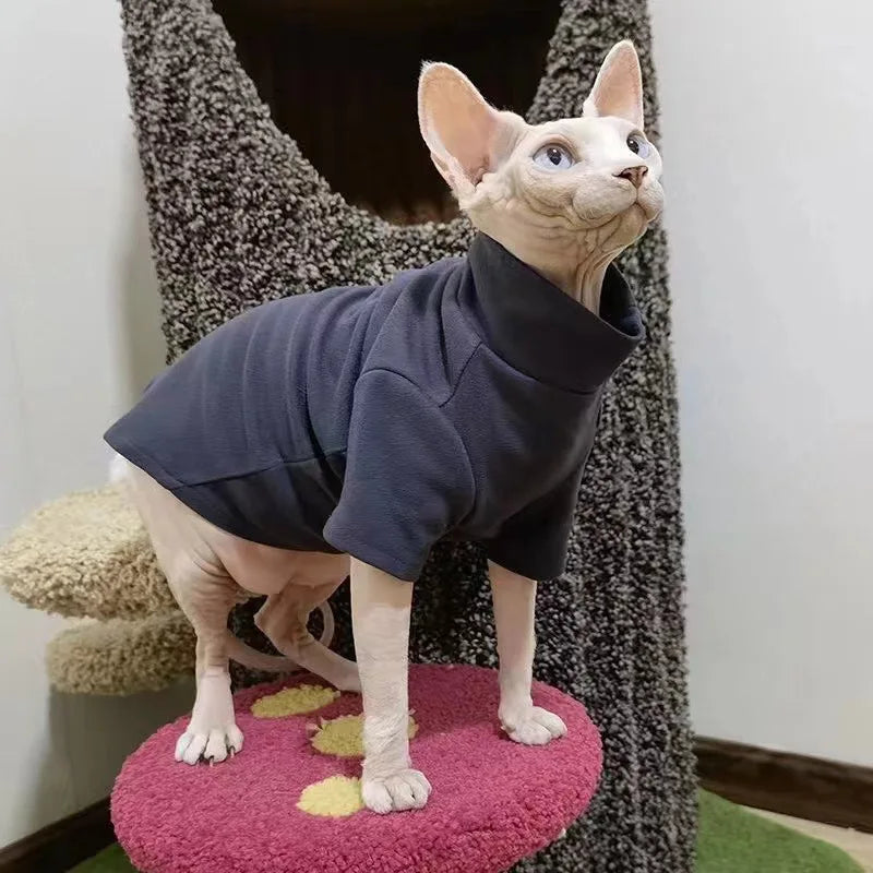 Sphynx Cat Clothes Winter Thick Pet Clothes for Small Dogs Cats Pullover Shirt Soft Warm Hairless Cat Pajamas Dachshund Clothing