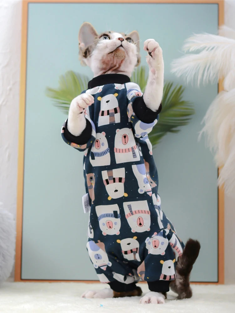 Sphynx Cat Clothes Cute Cotton Kitten Cat Jumpsuit Warm Cats Overalls Hoodies Costumes For Sphinx Devon Cat ropa para gato