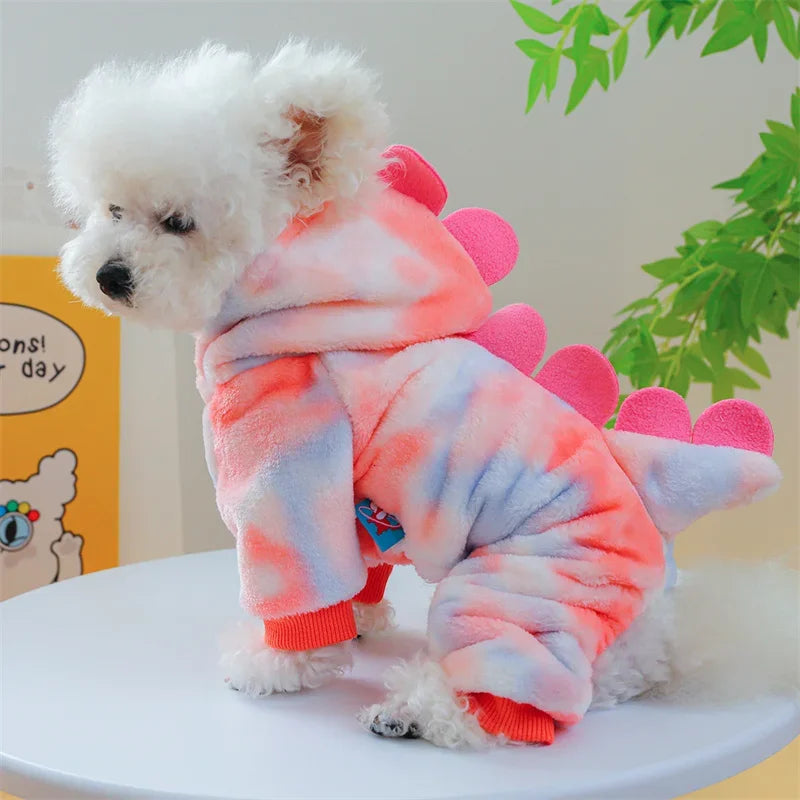 Plush Cat Puppy Costume Autumn Winter Pet Jumpsuits for Small Dogs Cats Kitten Cosplay Clothes Dinosaur Pajamas ropa para gatos