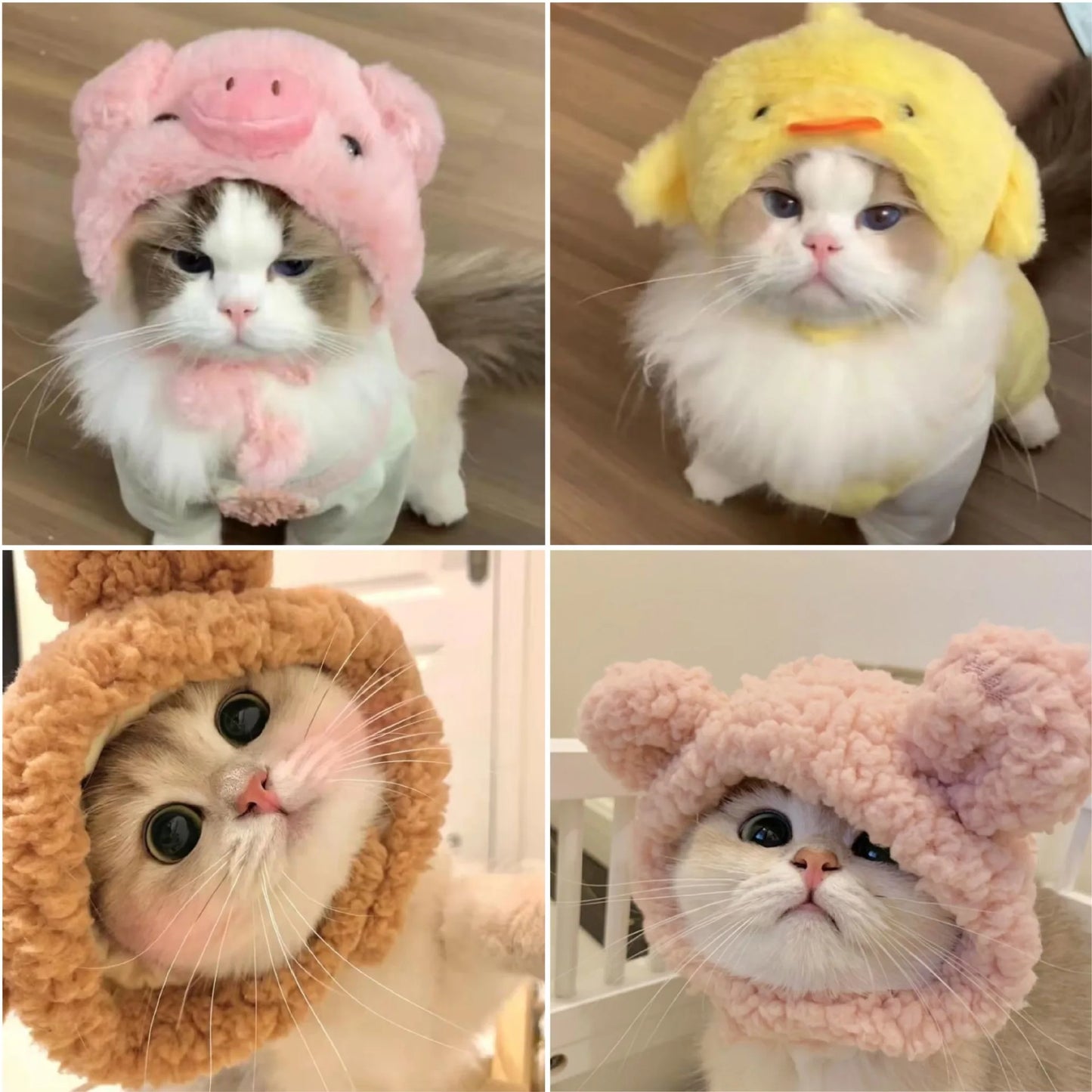 Funny Pet Headband Plush Yarn Cat Dog Cap Panda Pig Pet Warm Pet Hat Chick Cosplay Supplies Headdress Costume