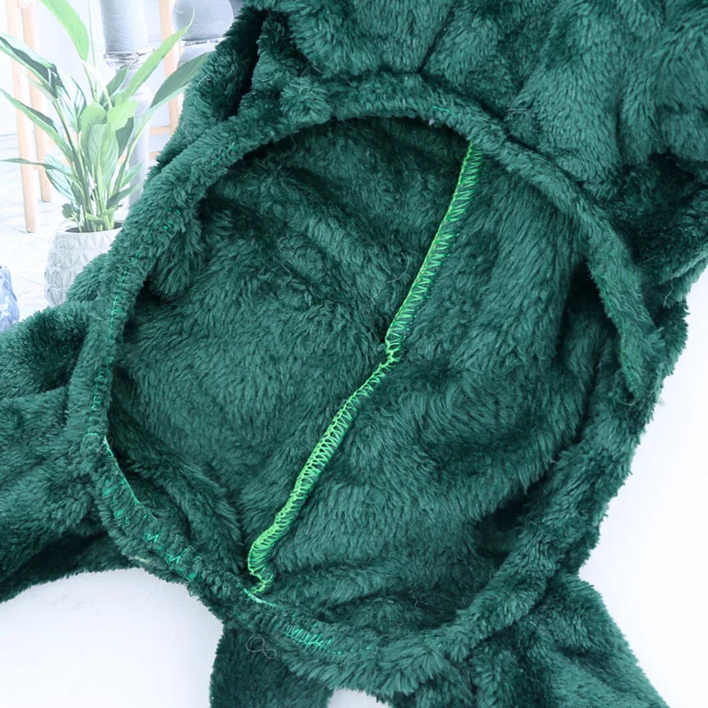 Dinosaur Dog Cat Hoodie Small Dog & Cat Winter Clothes Green Dinosaur Pet Soft Jumpsuit Cute Christmas Halloween Kitten Costume