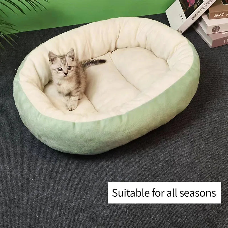 Plush Pet Nest Winter Cat Dog Bed Thickened  Plush Anti Slip Pet Mat Detachable Washable Circular Cat Pet Bed Large Dog Bed Mat