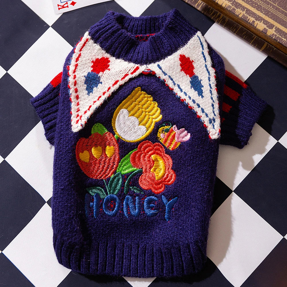 Cute Puppy Pullover Autumn and Winter Novelty Pet Sweater Teddy Bikini Bear Knit Sweater Dog Comfortable Warm Christmas Clothes