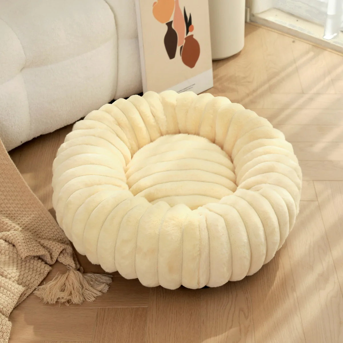 New Pet Nest Long Hair Round Cat Nest Winter Warm Plush Cat Mat Cat Nest