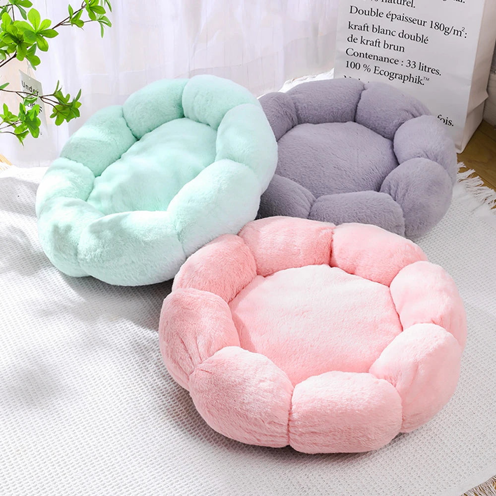 Flower Soft Cat Bed Sleeping Cat Mat Winter Warm Dog Bed for Small Dog Cushion Breathable Cat Cushion Thicken Dog House Pet Bed