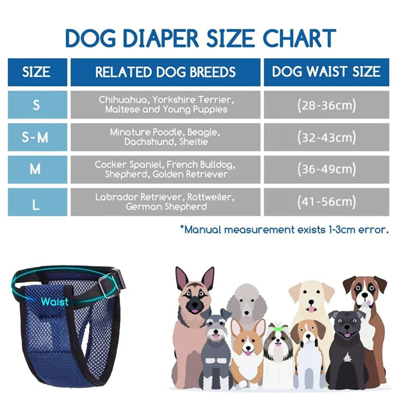 Female Dog Panties with 3 Cotton Pads Reusable Diapers Pet Breathable Mesh Physiological Pant For Small Medium and Large Dogs