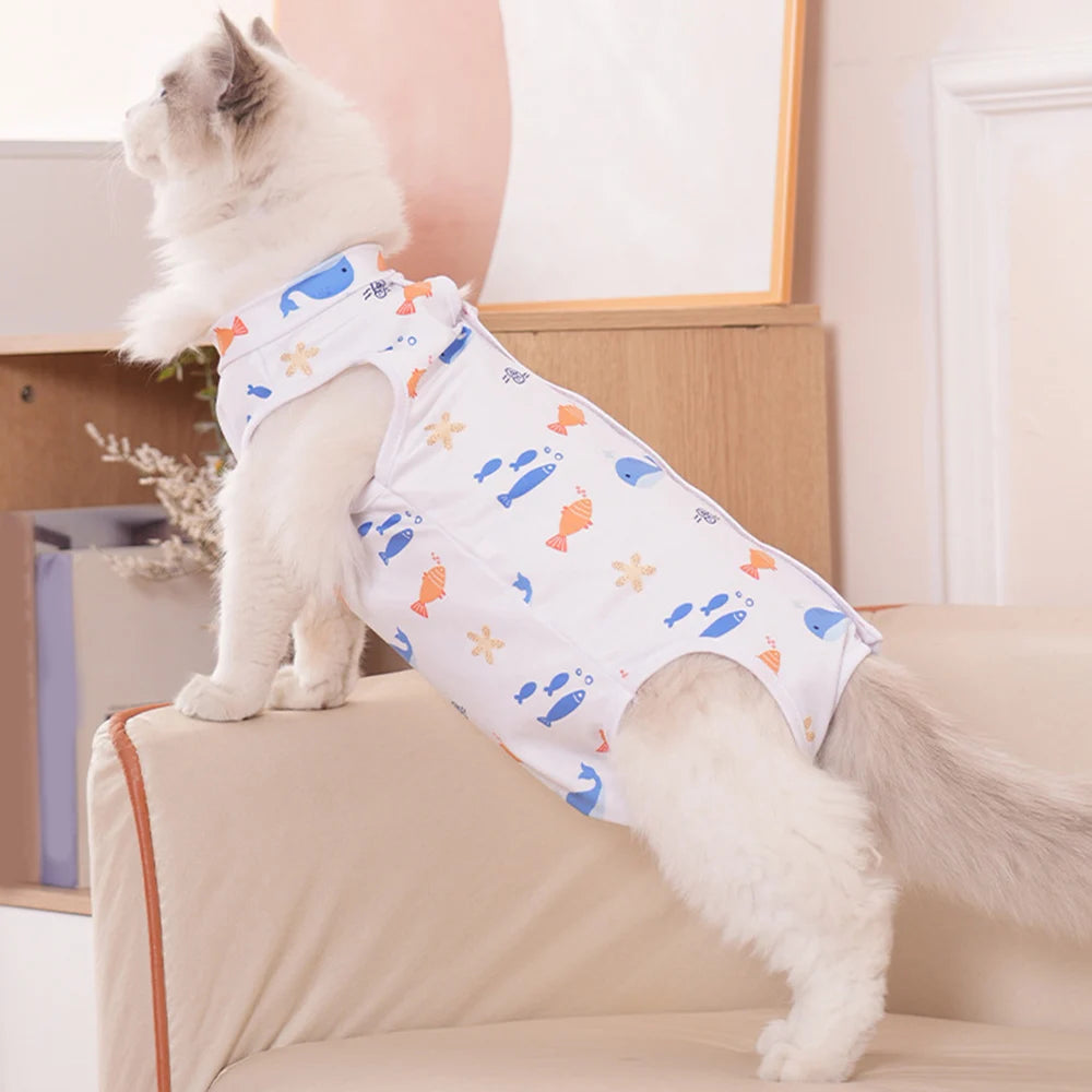 Small Dogs Cat Sterilization Jumpsuit Cats Anti-licking Surgery Recovery Clothing Breathable Pet Anti-scratch Vest Printed Suit